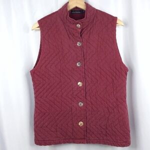 Cutloose Quilted Vest Women's Size Small Red Button Down Tencel Cotton